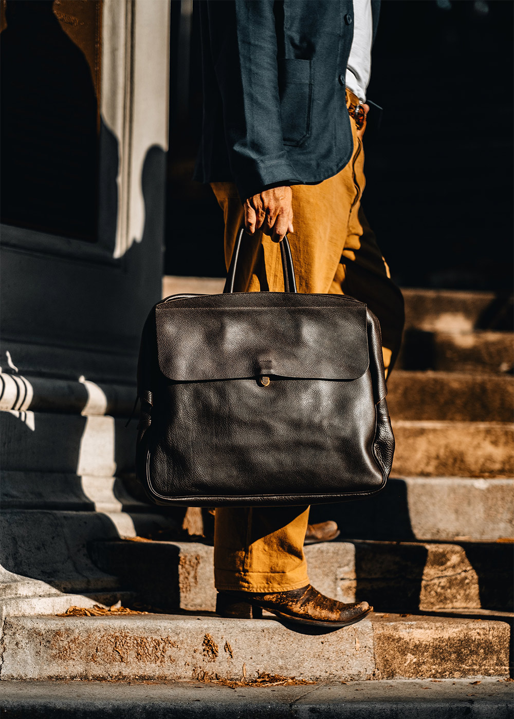 feedback : leather and canvas travel bag